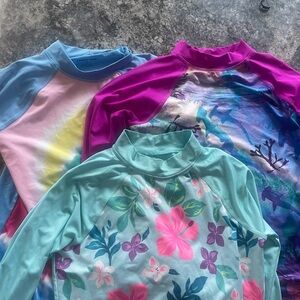 Lands' End Girls' Long-Sleeve Rash Guard lot of 3 tie dye size 10/12 EUC! Lot 3